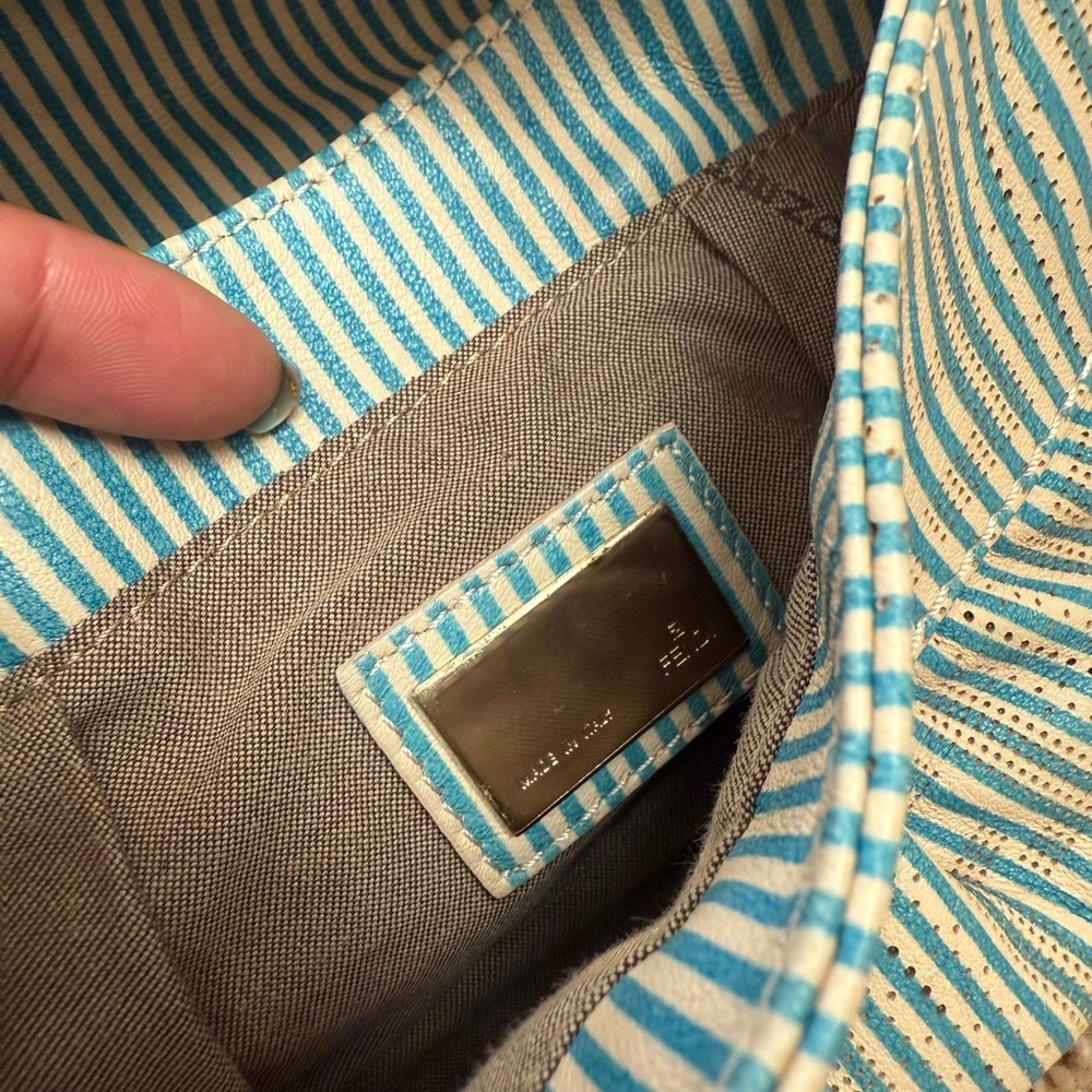 Fendi FF Turquoise Striped Mini Chef Bag - Picture 11 of 13